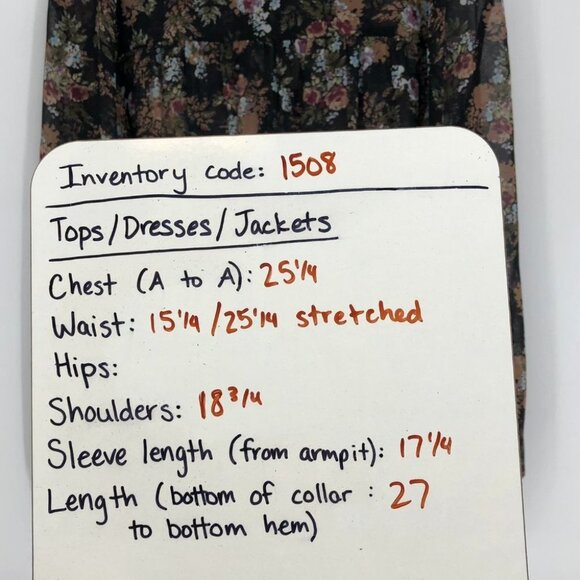 Pleione  Black Floral Peasant Tunic sheer balloon sleeve blouse LG - Picture 16 of 16